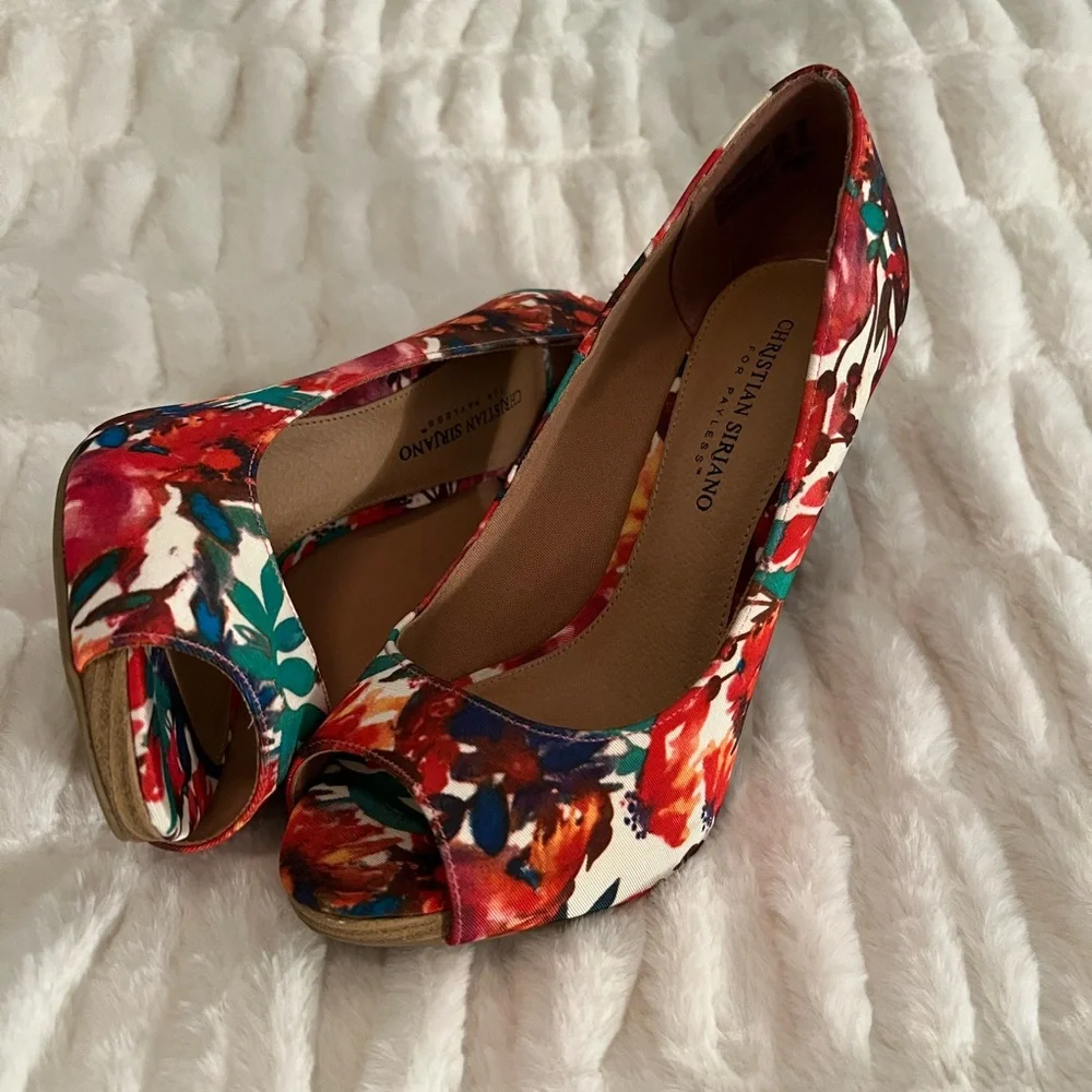 Christian Siriano floral heels size 8W - Picture 1 of 13